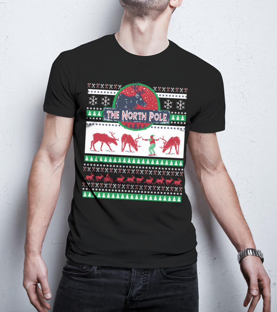 The North Pole Reindeer Ugly Christmas T-Shirt