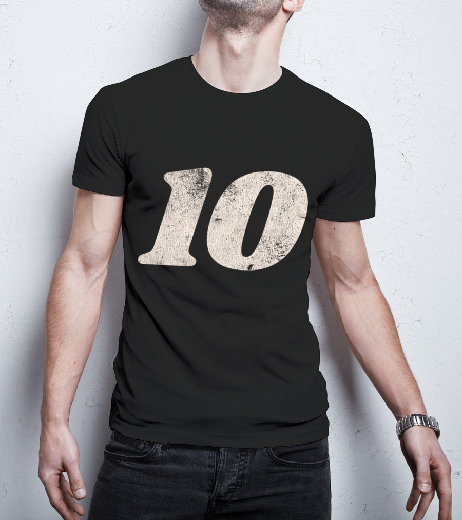 Number Ten 10 Distressed Vintage Sports T-Shirt