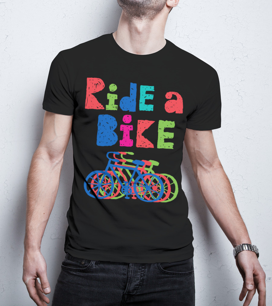 Ride A Bike Sketchy Colorful Layered Bicycles T-Shirt