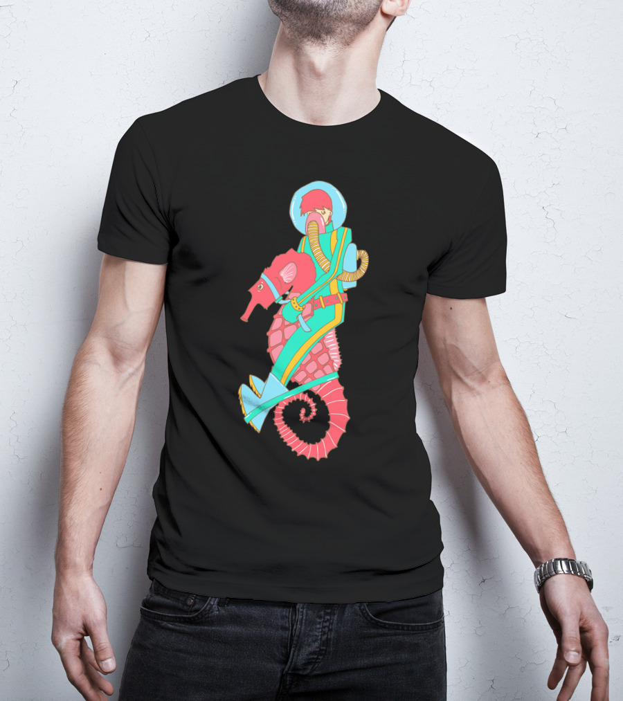 Riding The Seahorse Aqua Spacesuit Adventure T-Shirt