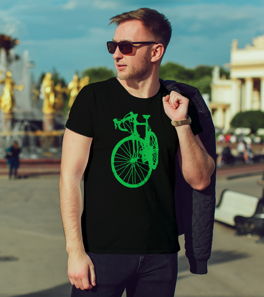 Vintage Rustic Racing Bike In Green T-Shirt