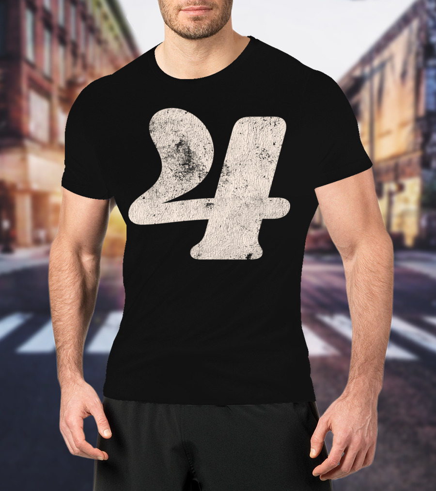 Vintagestyle Textured 24 Number Four T-Shirt