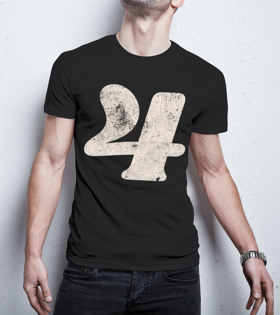Vintagestyle Textured 24 Number Four T-Shirt
