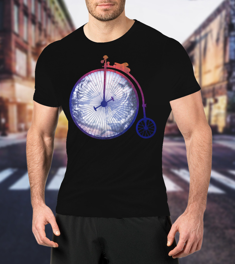 Vintage World Bicycle Traveler Earth Penny-Farthing T-Shirt