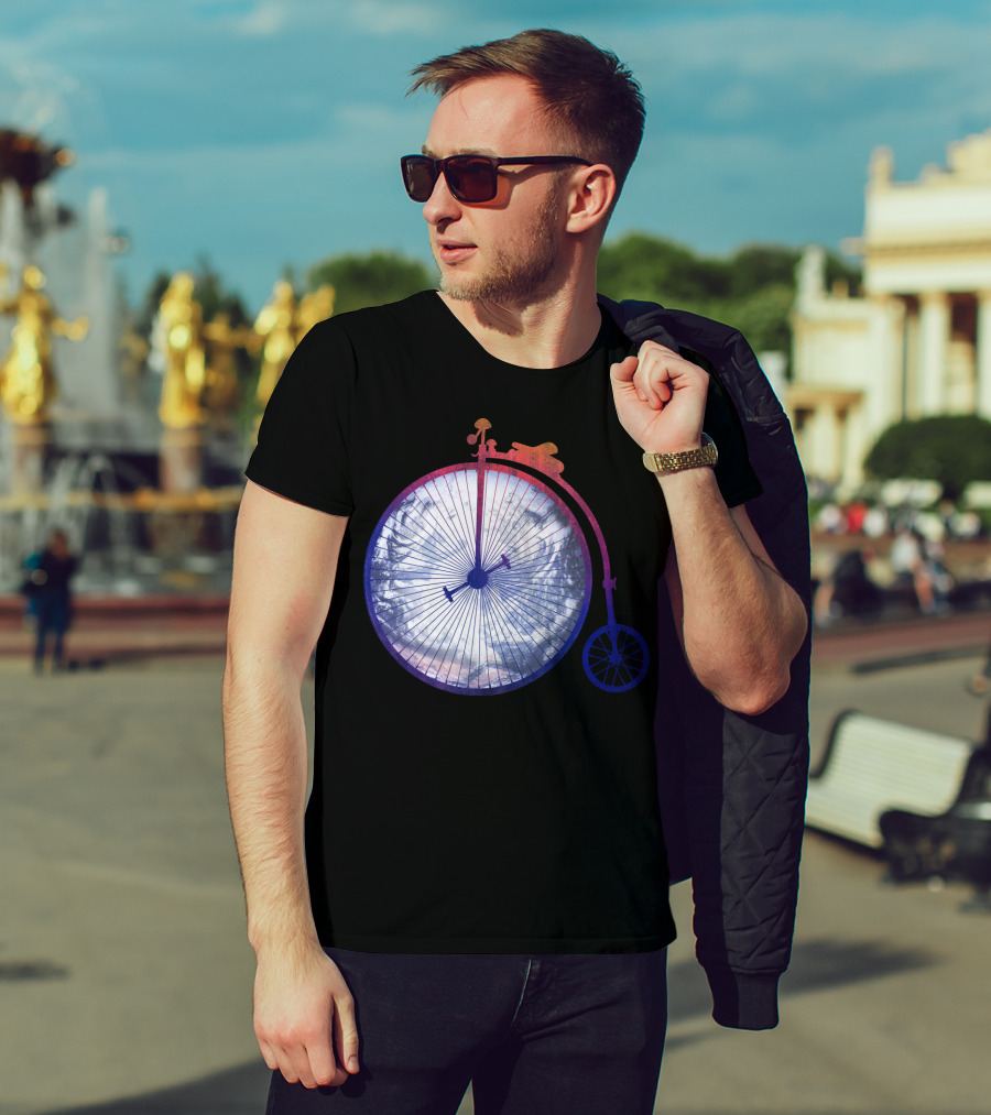 Vintage World Bicycle Traveler Earth Penny-Farthing T-Shirt