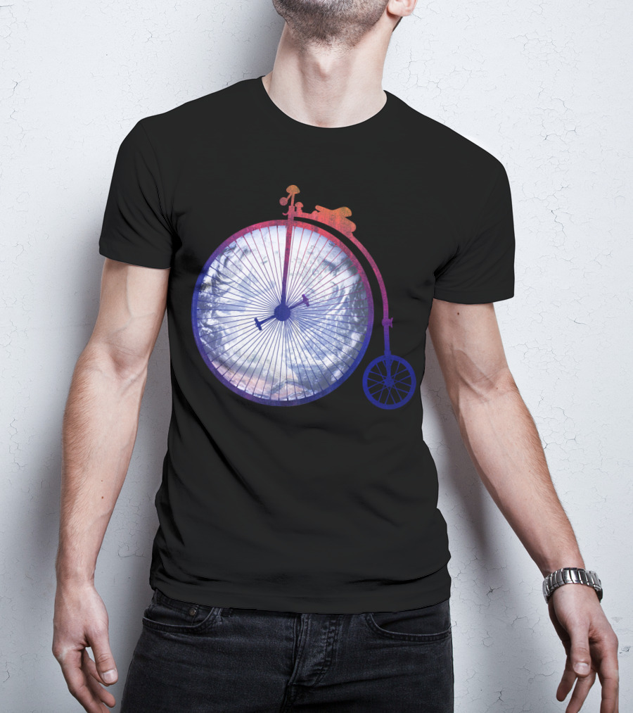 Vintage World Bicycle Traveler Earth Penny-Farthing T-Shirt