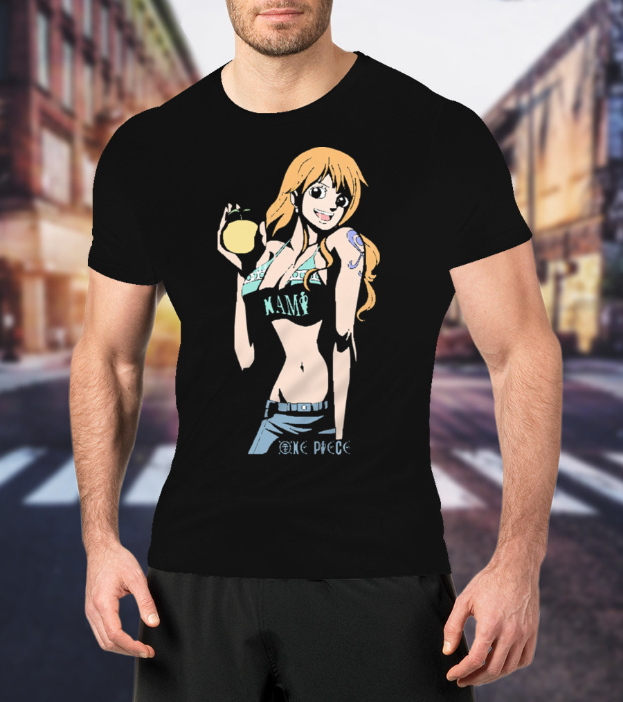 One Piece Nami Holding Fruit Anime Character T-Shirt