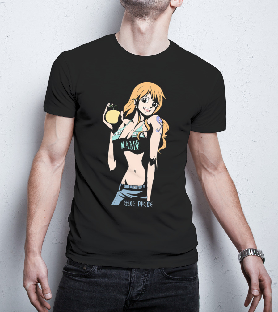 One Piece Nami Holding Fruit Anime Character T-Shirt