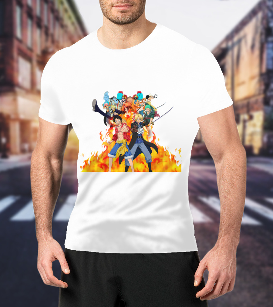 One Piece Pirate Crew In Flames T-Shirt