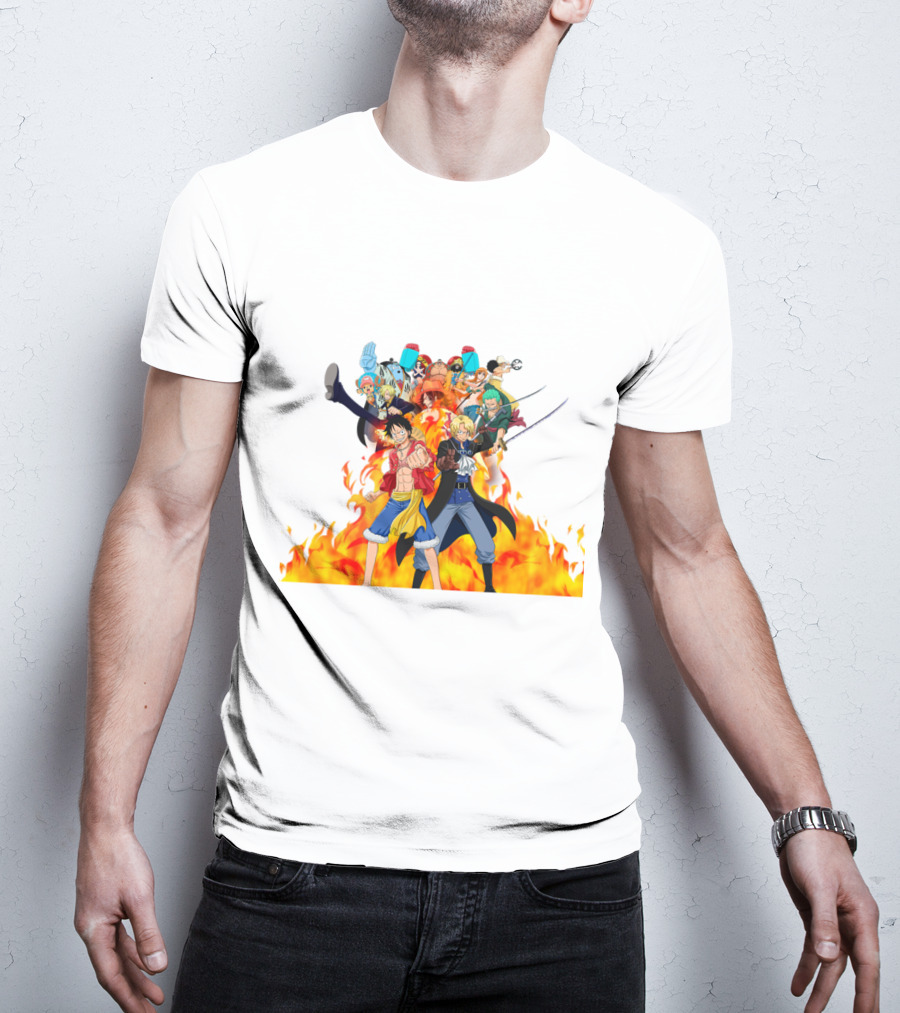 One Piece Pirate Crew In Flames T-Shirt