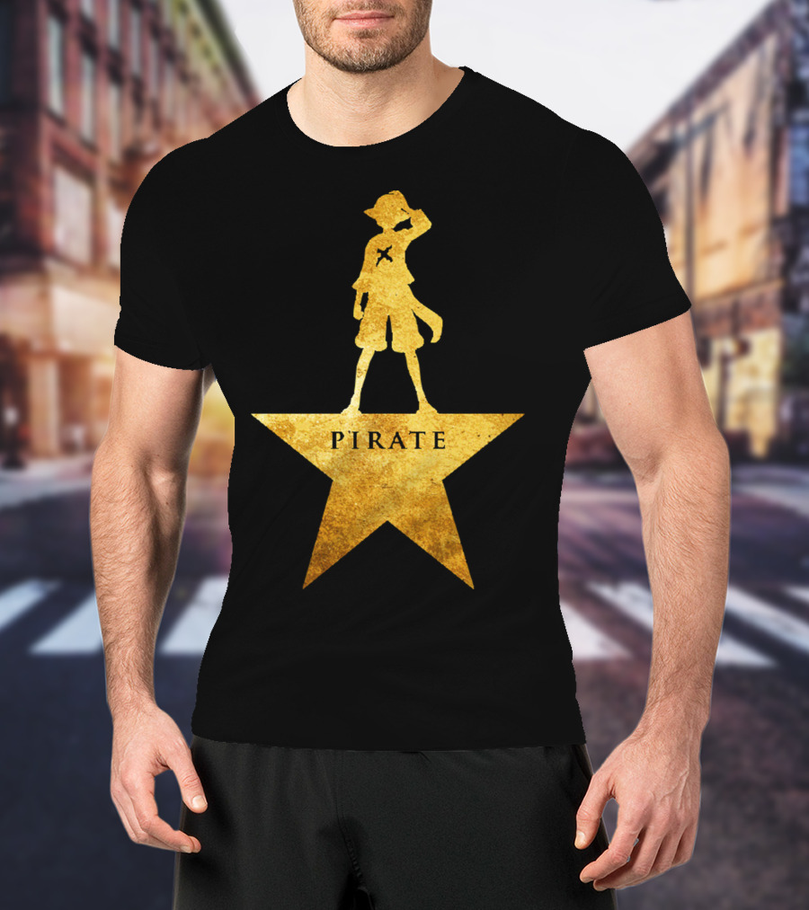 Pirate Star Gold Silhouette One Piece Luffy T-Shirt