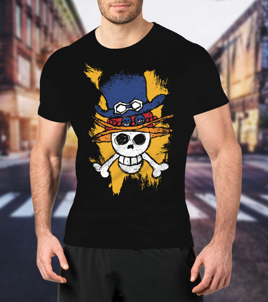 One Piece ASL Ace Sabo Luffy Skull And Pirate Hat T-Shirt