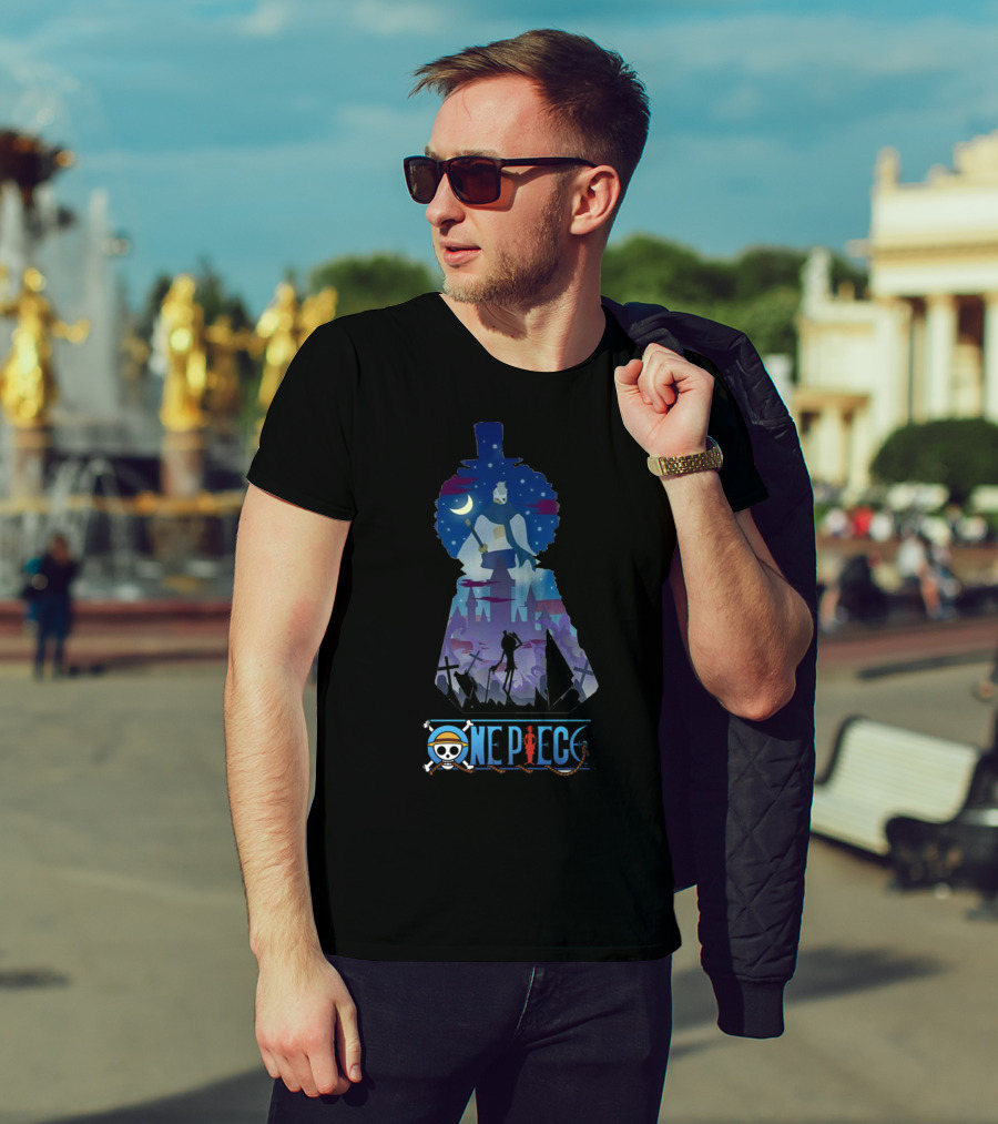 One Piece Brook Soulking Silhouette Night Scene T-Shirt