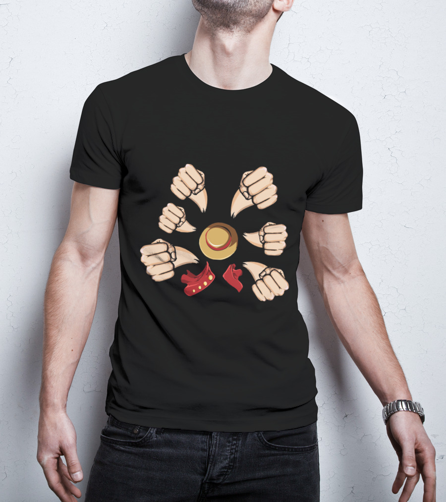 Gatling Gun Luffy Fists One Piece Anime Straw Hat T-Shirt