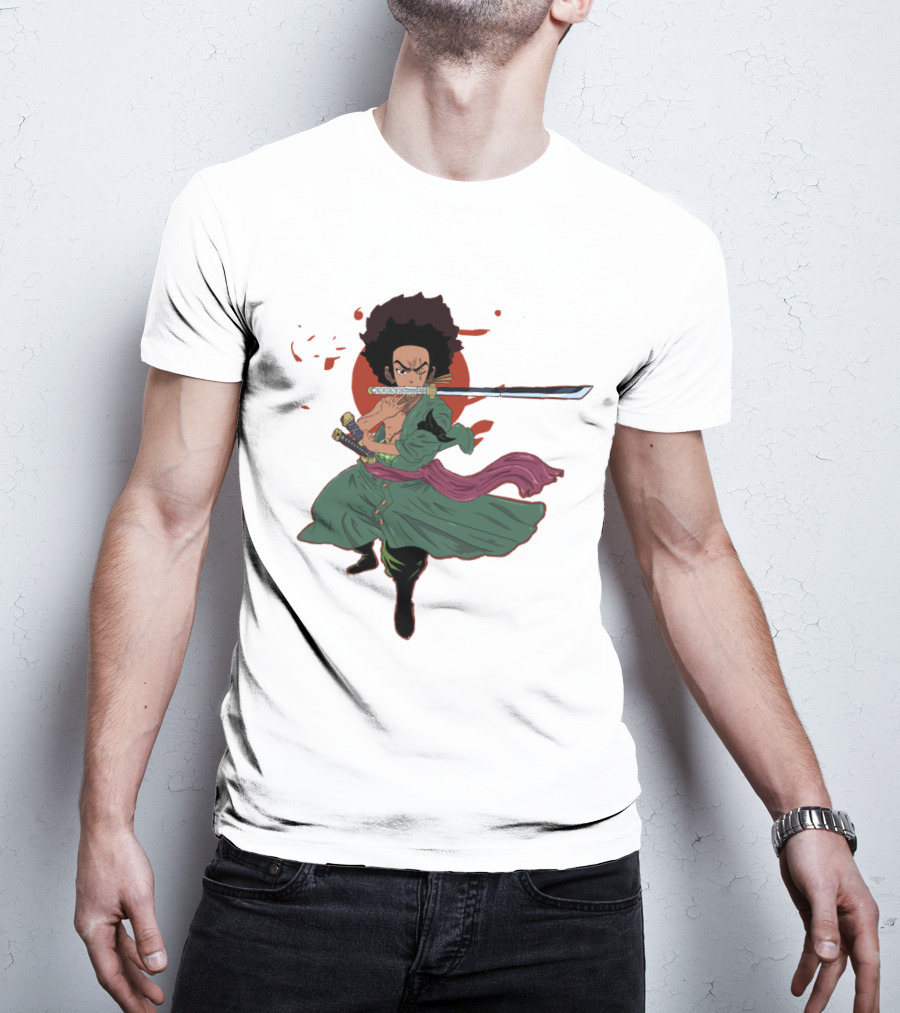 Huey Freeman X Roronoa Zoro Samurai Sword Fighter T-Shirt