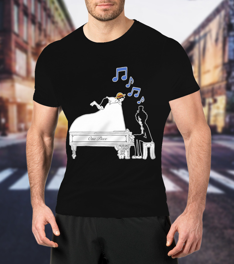 One Piece Luffy And Brook Piano Music Notes T-Shirt