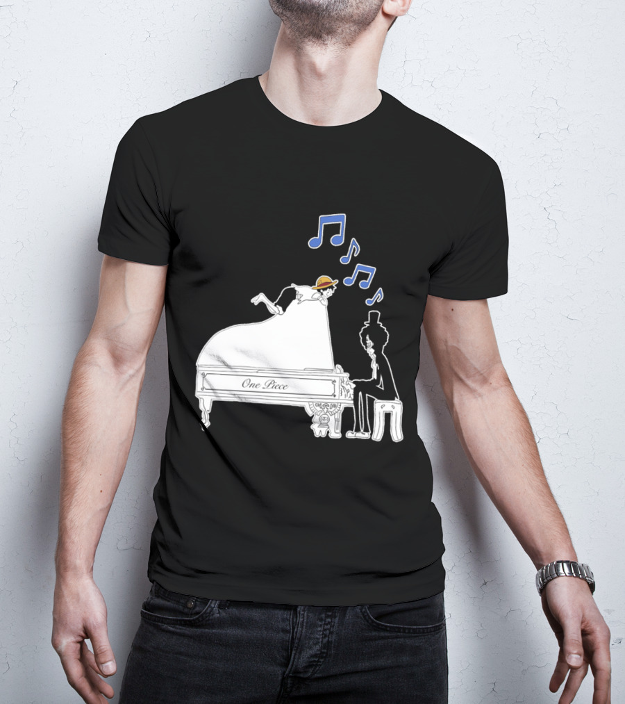 One Piece Luffy And Brook Piano Music Notes T-Shirt