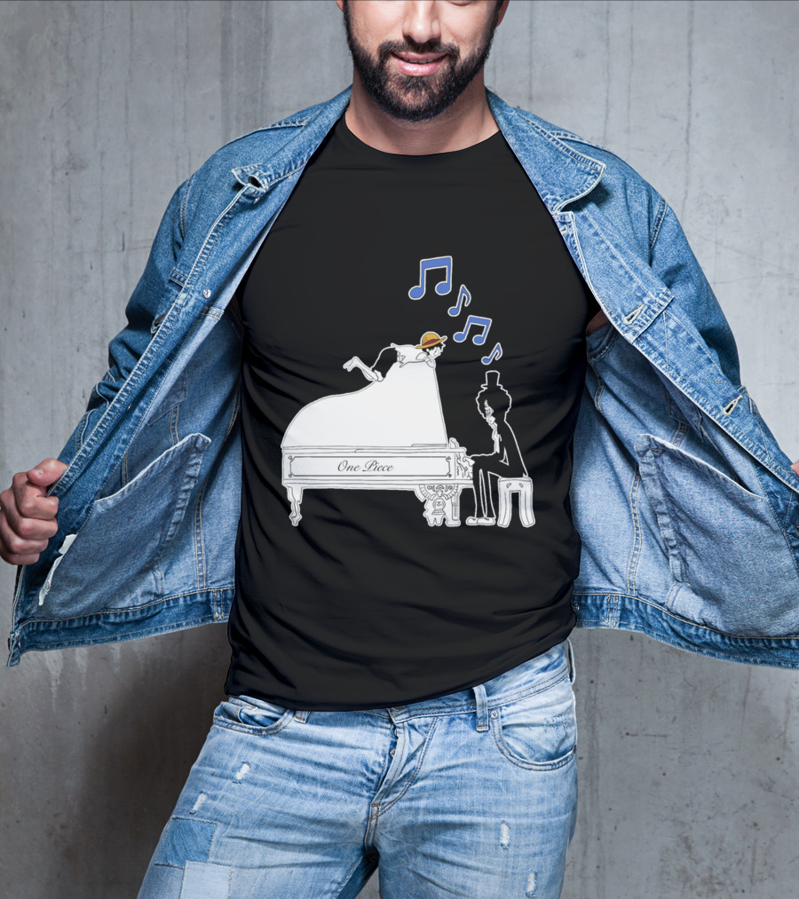 One Piece Luffy And Brook Piano Music Notes T-Shirt