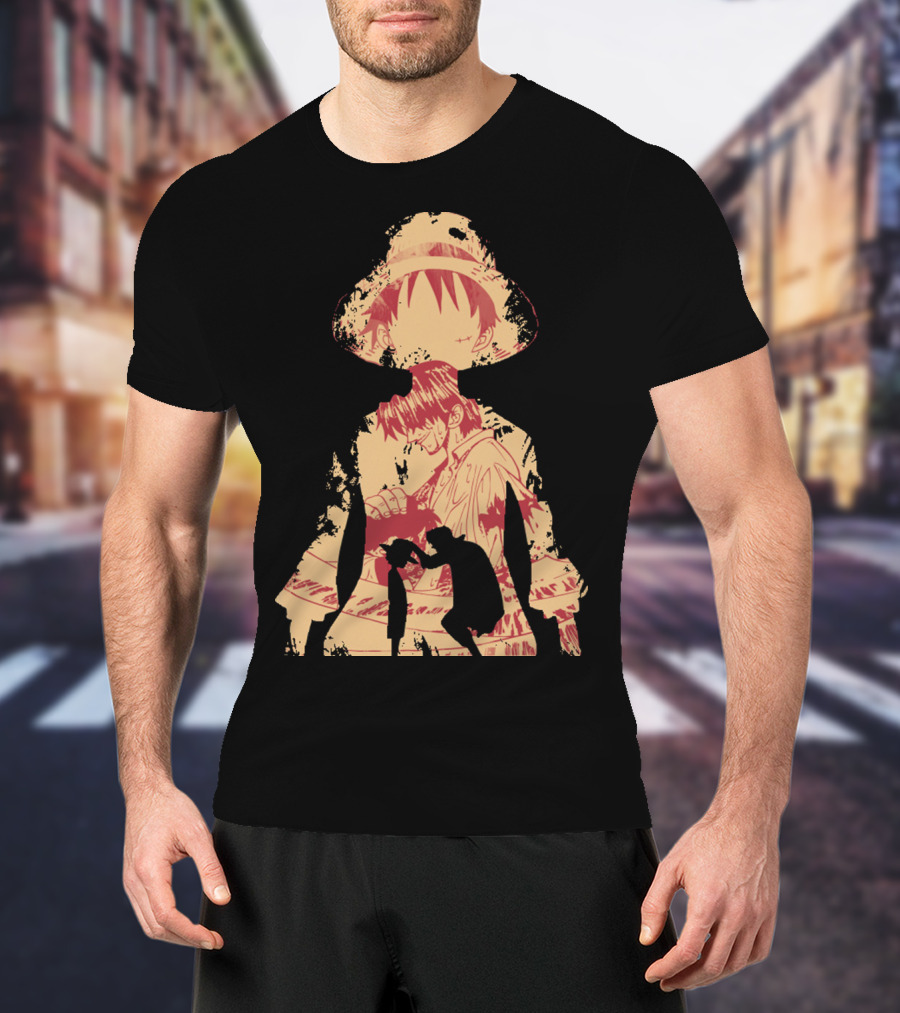 Luffy Shanks Silhouette Straw Hat Mentorship Scene T-Shirt