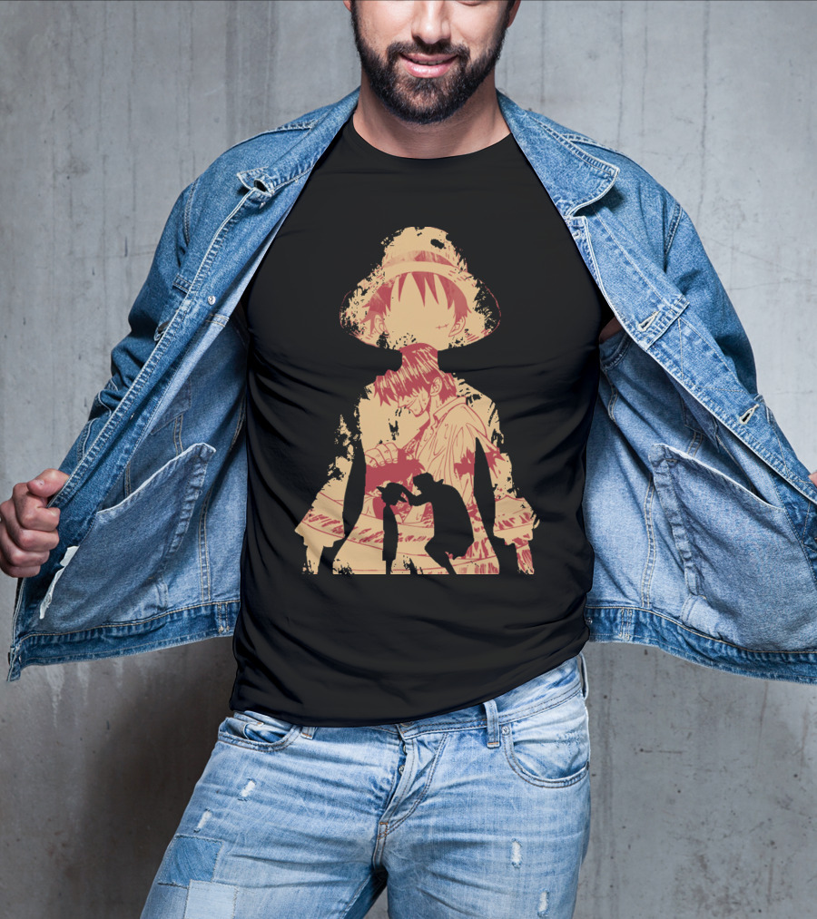 Luffy Shanks Silhouette Straw Hat Mentorship Scene T-Shirt