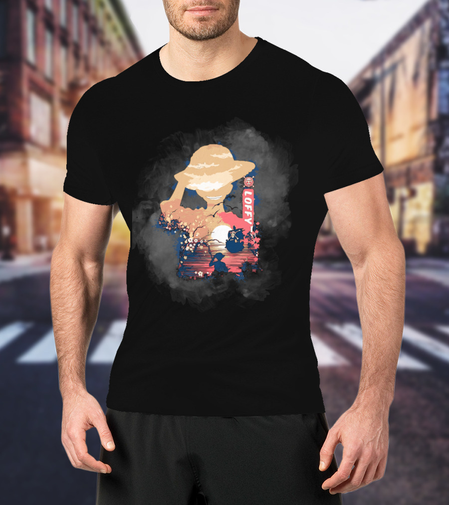 Monkey D Luffy Adventure With King Of The Pirates Story One Piece Sunset Scene T-Shirt