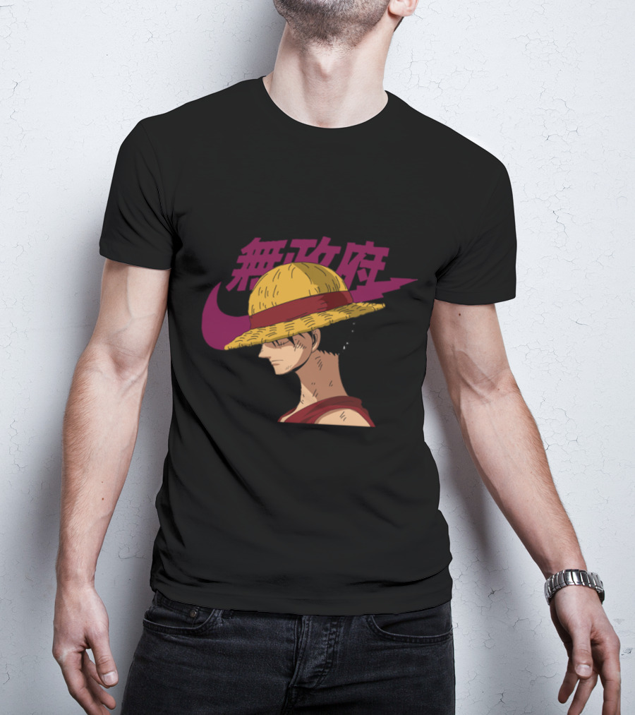 Straw Hat Luffy With Japanese Text And Iconic Emblem T-Shirt