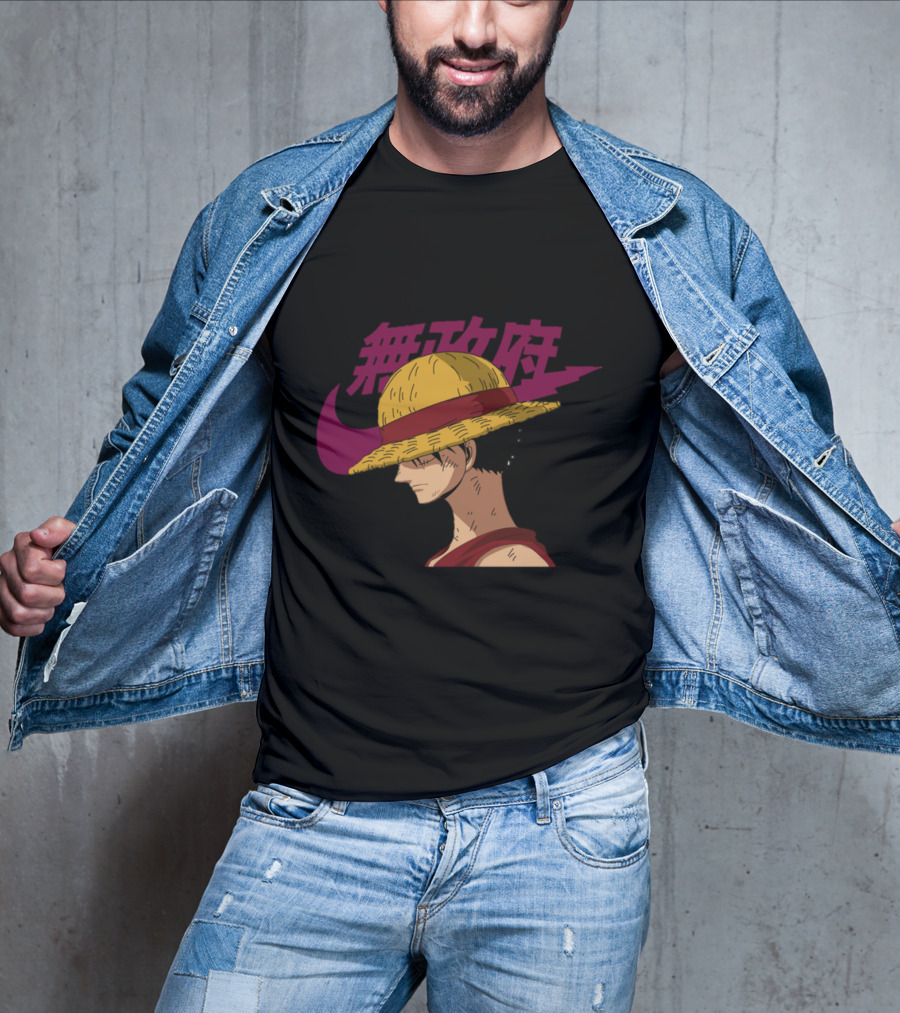 Straw Hat Luffy With Japanese Text And Iconic Emblem T-Shirt