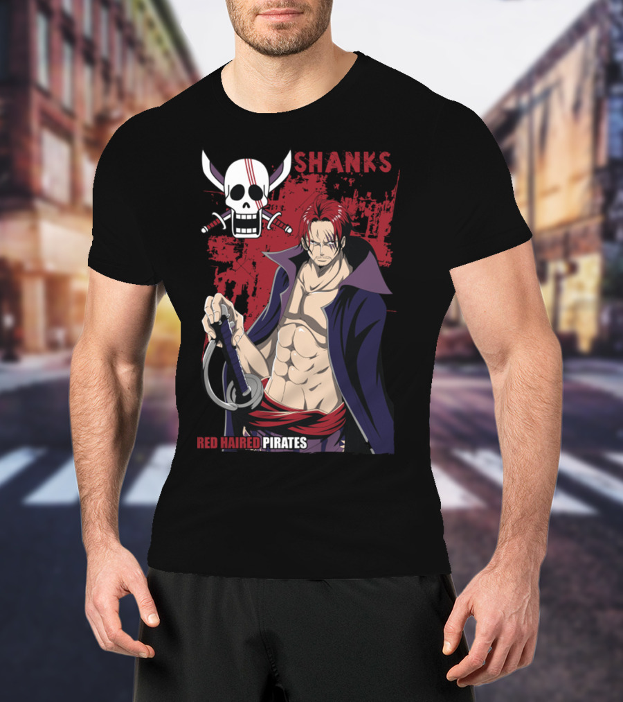 Red Haired Pirates Shanks Skull Symbol Manga T-Shirt