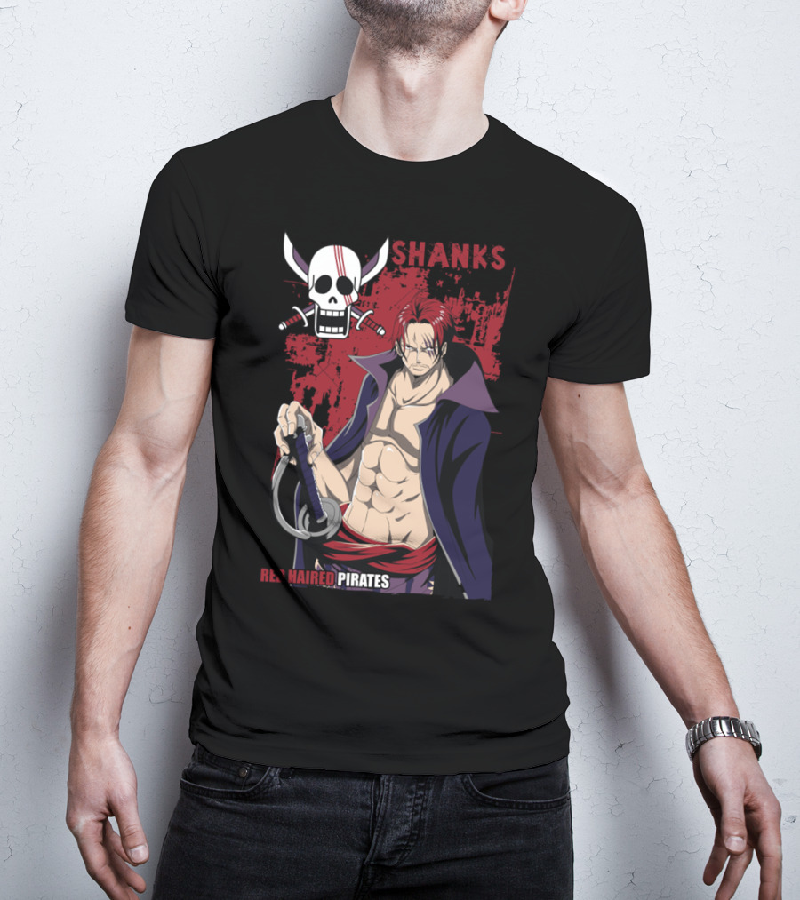 Red Haired Pirates Shanks Skull Symbol Manga T-Shirt