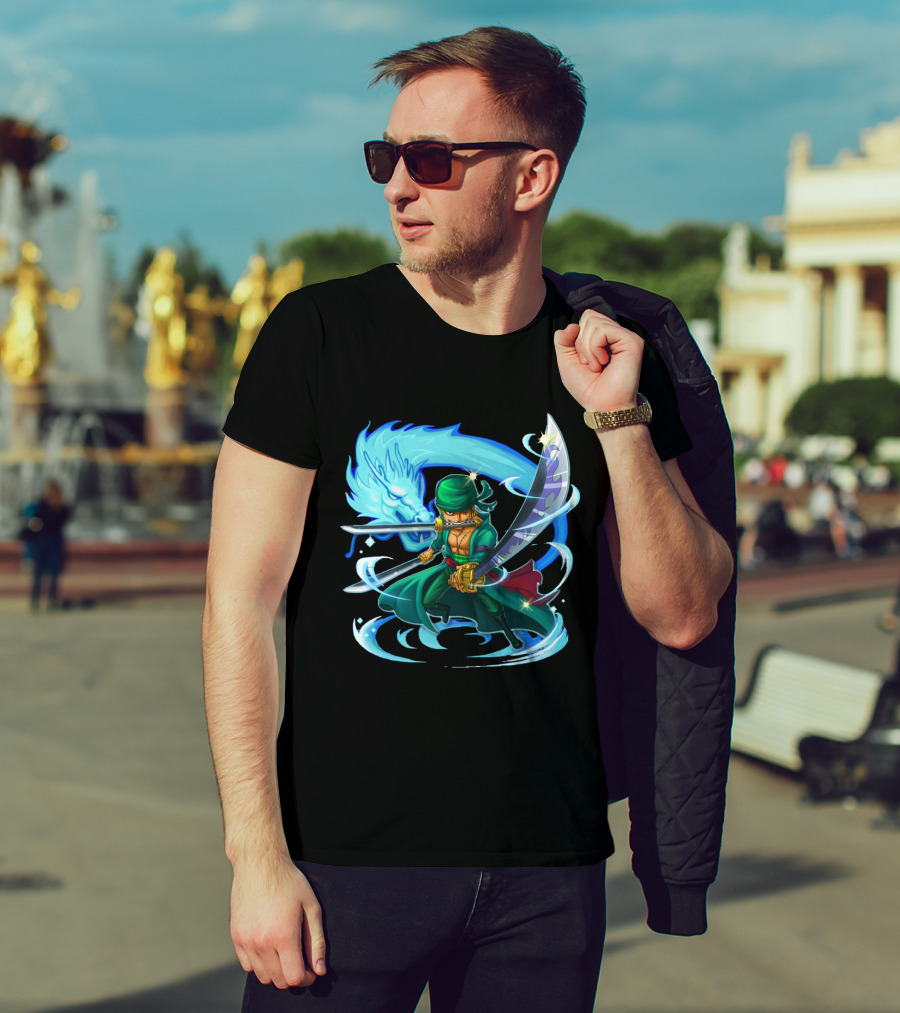 Roronoa Zoro Swordmaster With Blue Dragon Aura T-Shirt