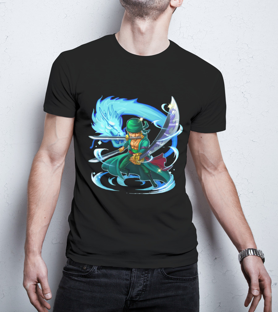 Roronoa Zoro Swordmaster With Blue Dragon Aura T-Shirt
