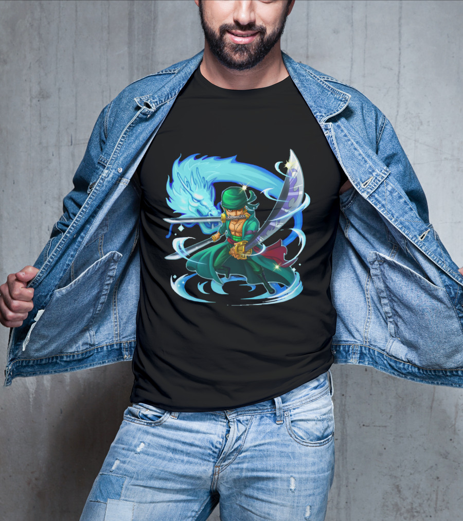 Roronoa Zoro Swordmaster With Blue Dragon Aura T-Shirt