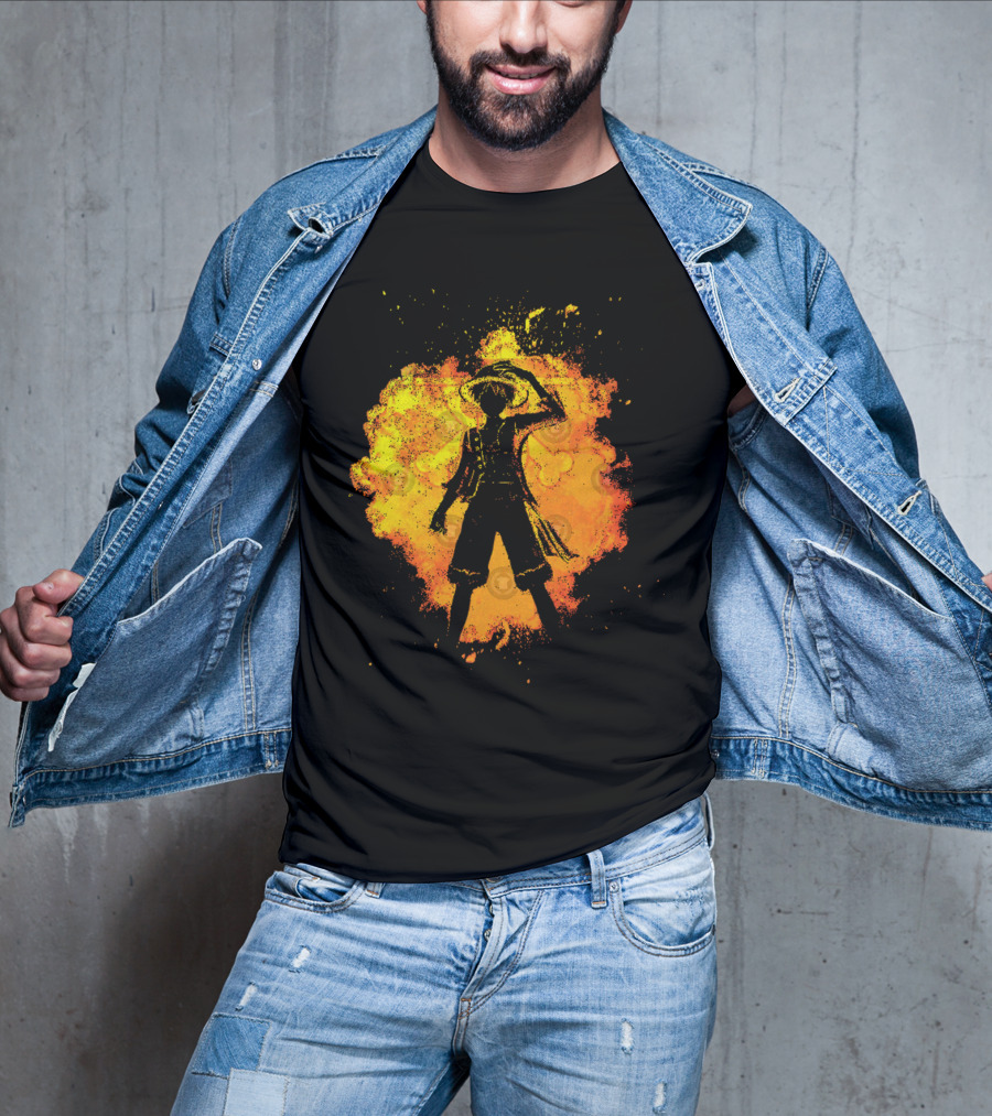 Soul Of The Pirate Luffy Fire Silhouette Anime T-Shirt