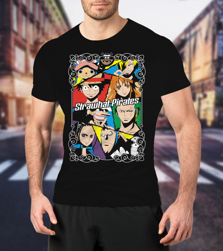 Strawhat Pirates Crew Vibrant Character Portraits T-Shirt