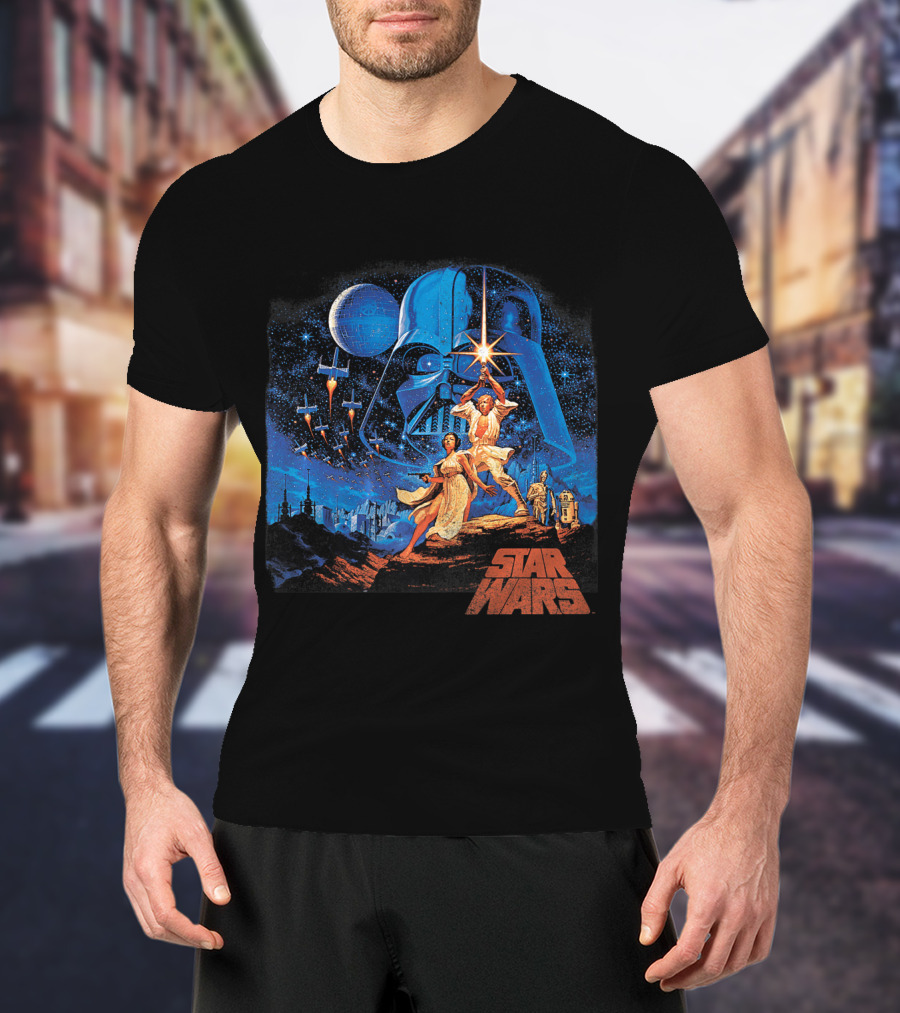 Star Wars Luke Leia Darth Vader X-Wing Tatooine R2D2 C3PO A New Hope T-Shirt
