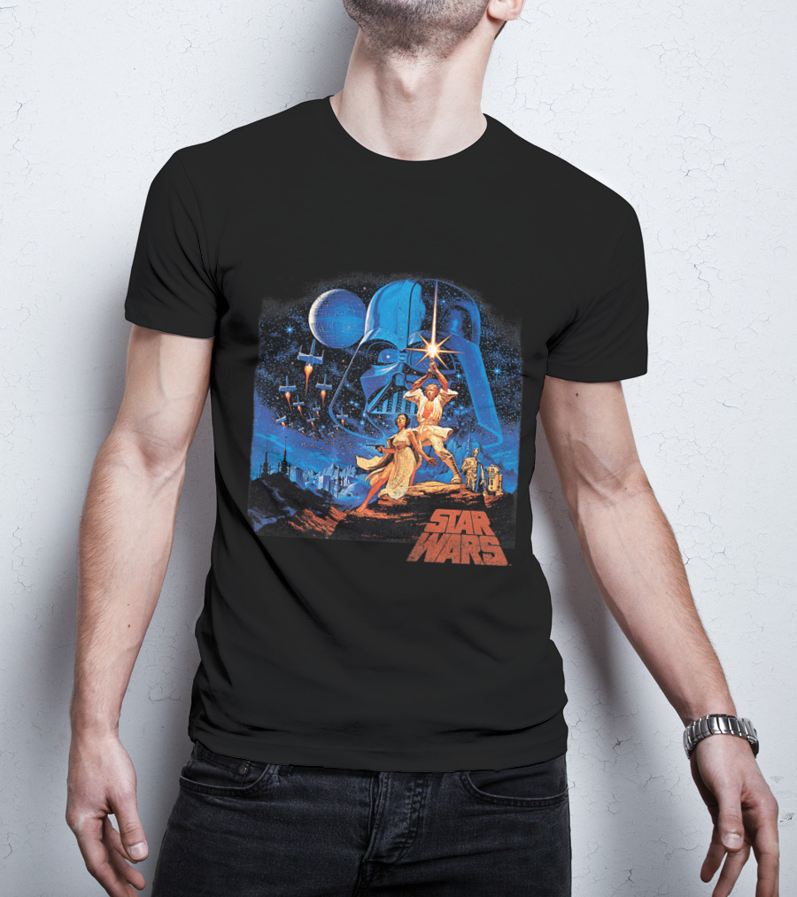 Star Wars Luke Leia Darth Vader X-Wing Tatooine R2D2 C3PO A New Hope T-Shirt