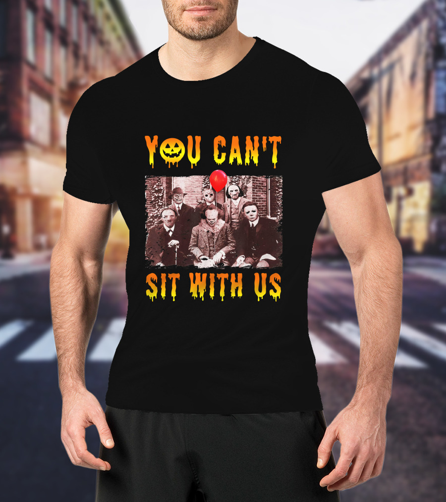 You Can't Sit With Us Halloween Horror Characters Red Balloon T-Shirt