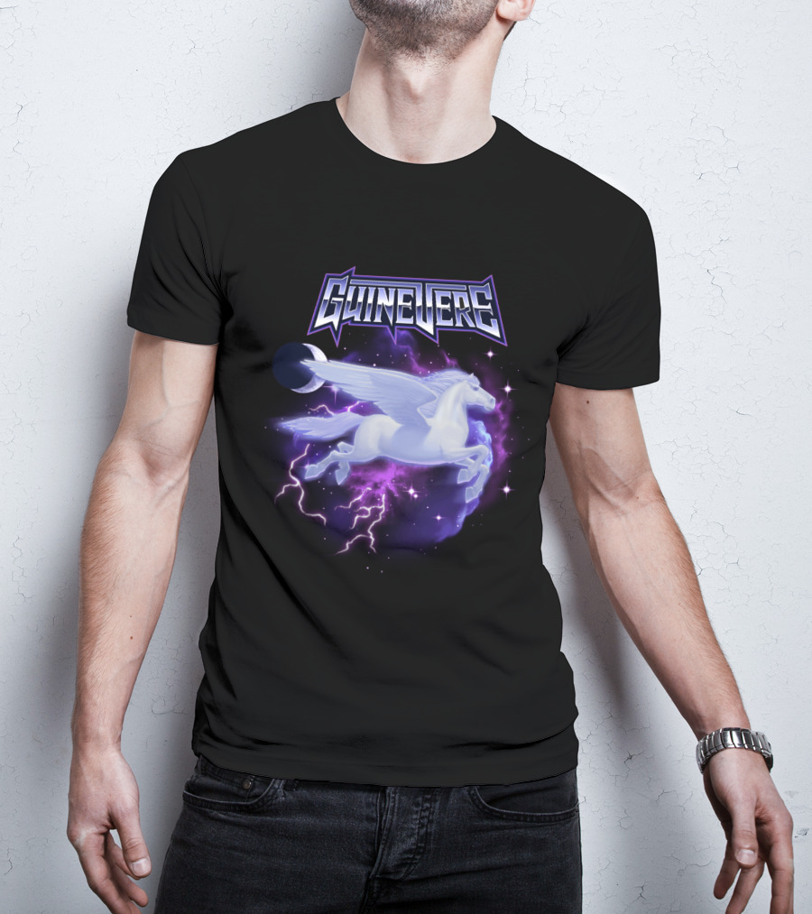 Guinevere Flying Pegasus With Lightning And Crescent Moon T-Shirt