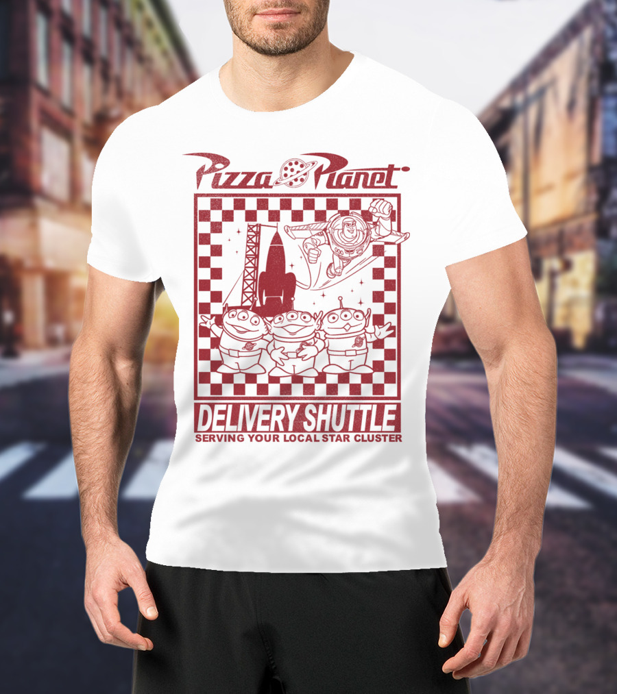 Pizza Planet Delivery Shuttle Serving Your Local Star Cluster T-Shirt