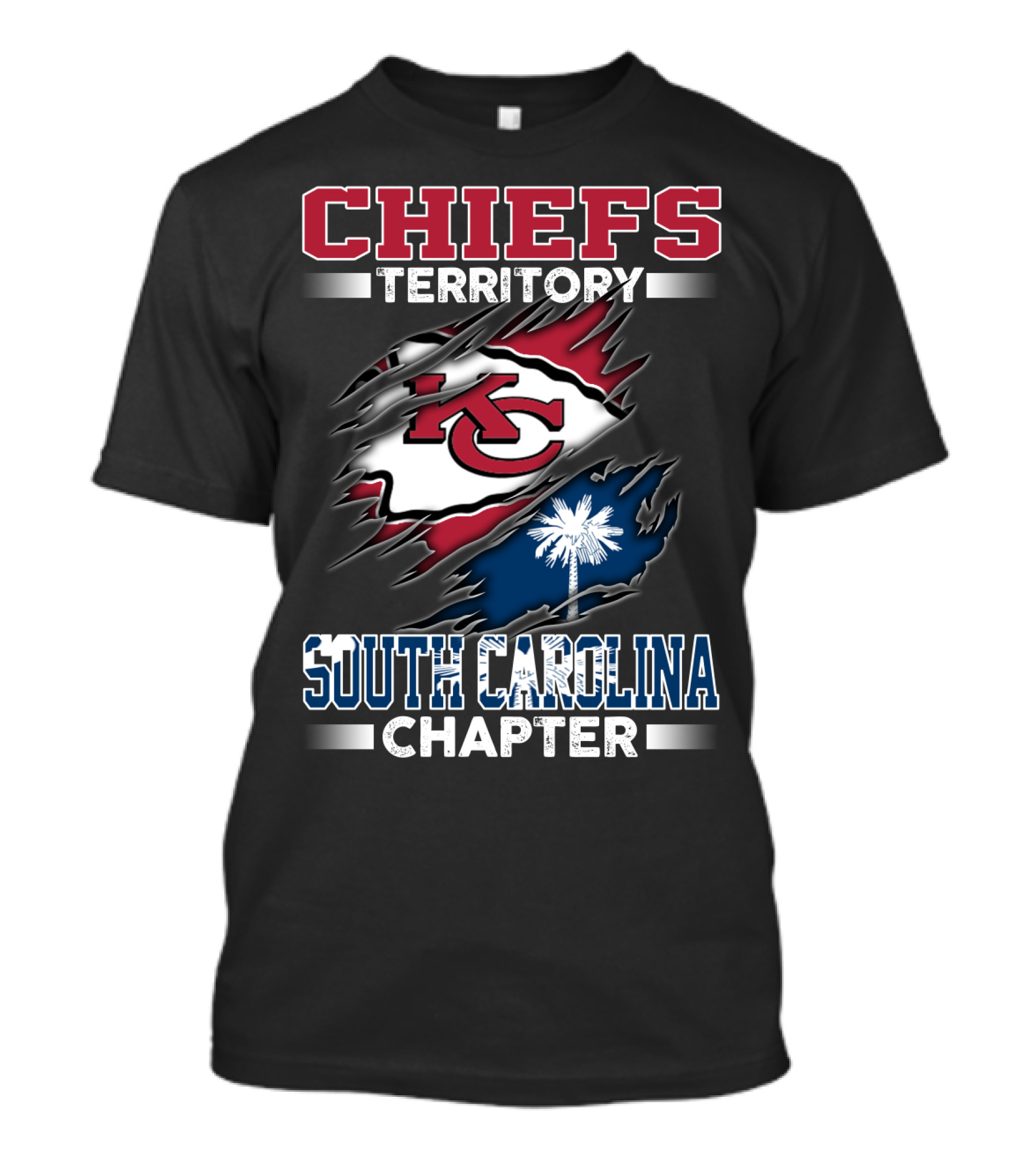 CHIEFS Territory South Carolina Chapter KC Logo Palmetto Flag T-Shirt