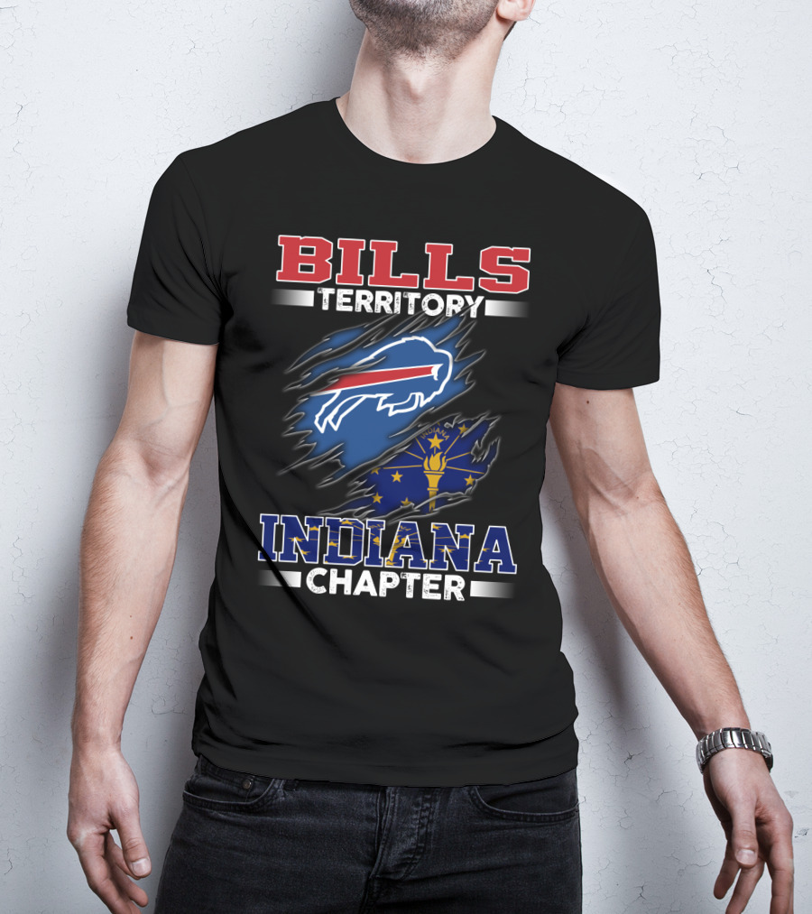 BILLS Territory Indiana Chapter Buffalo Logo With State Flag T-Shirt