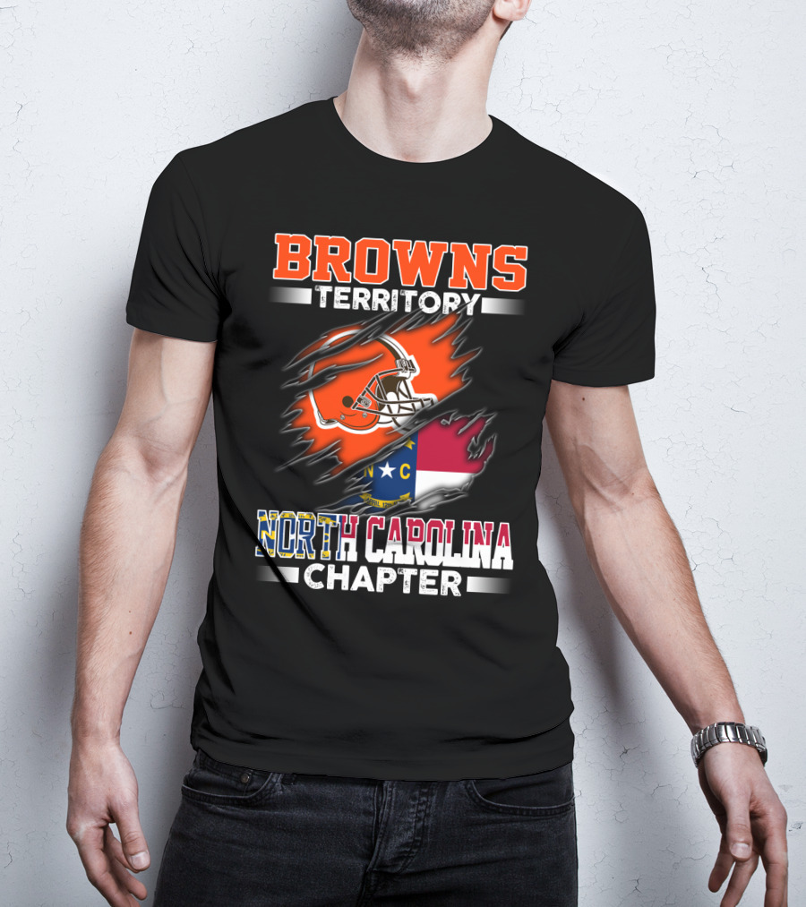 Browns Territory North Carolina Chapter Football Helmet And State Flag T-Shirt