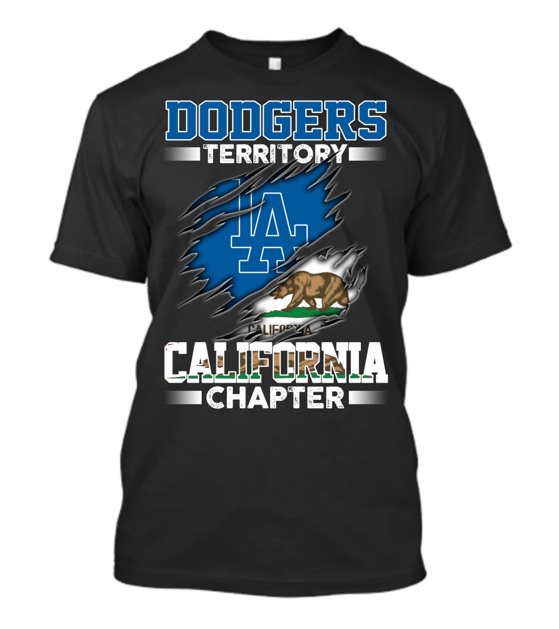 Dodgers Territory California Chapter LA Logo California Bear Flag T-Shirt