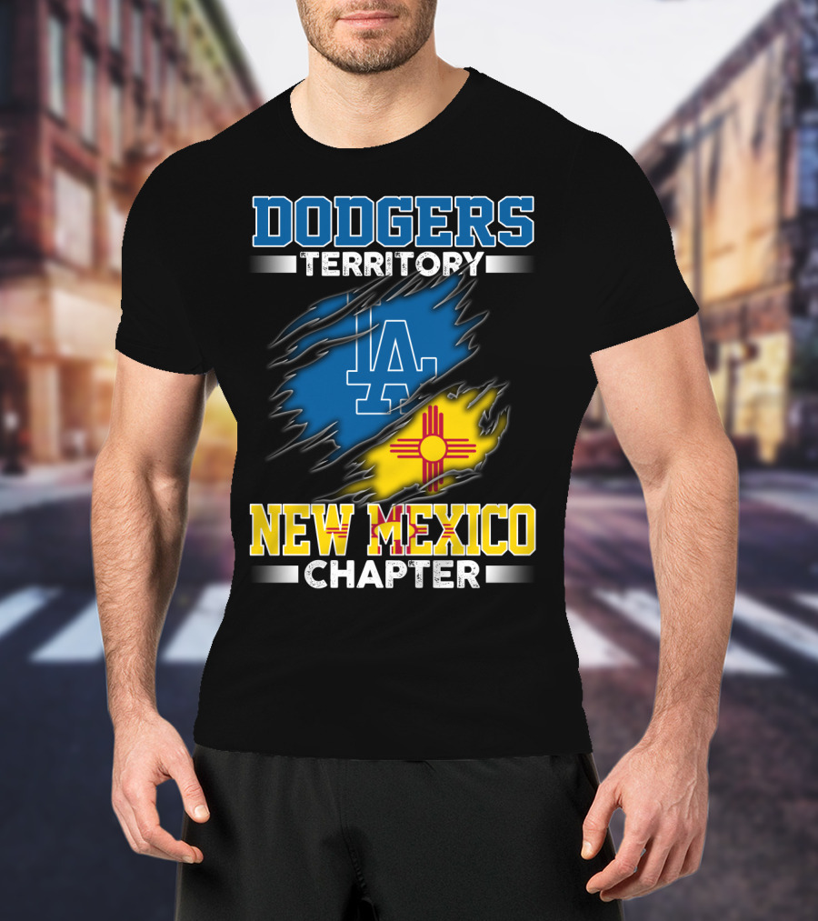 Dodgers Territory New Mexico Chapter LA Logo New Mexico Flag T-Shirt