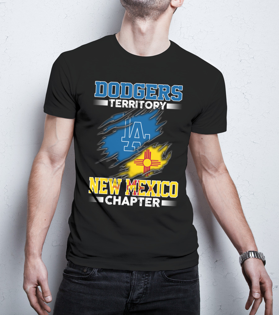 Dodgers Territory New Mexico Chapter LA Logo New Mexico Flag T-Shirt