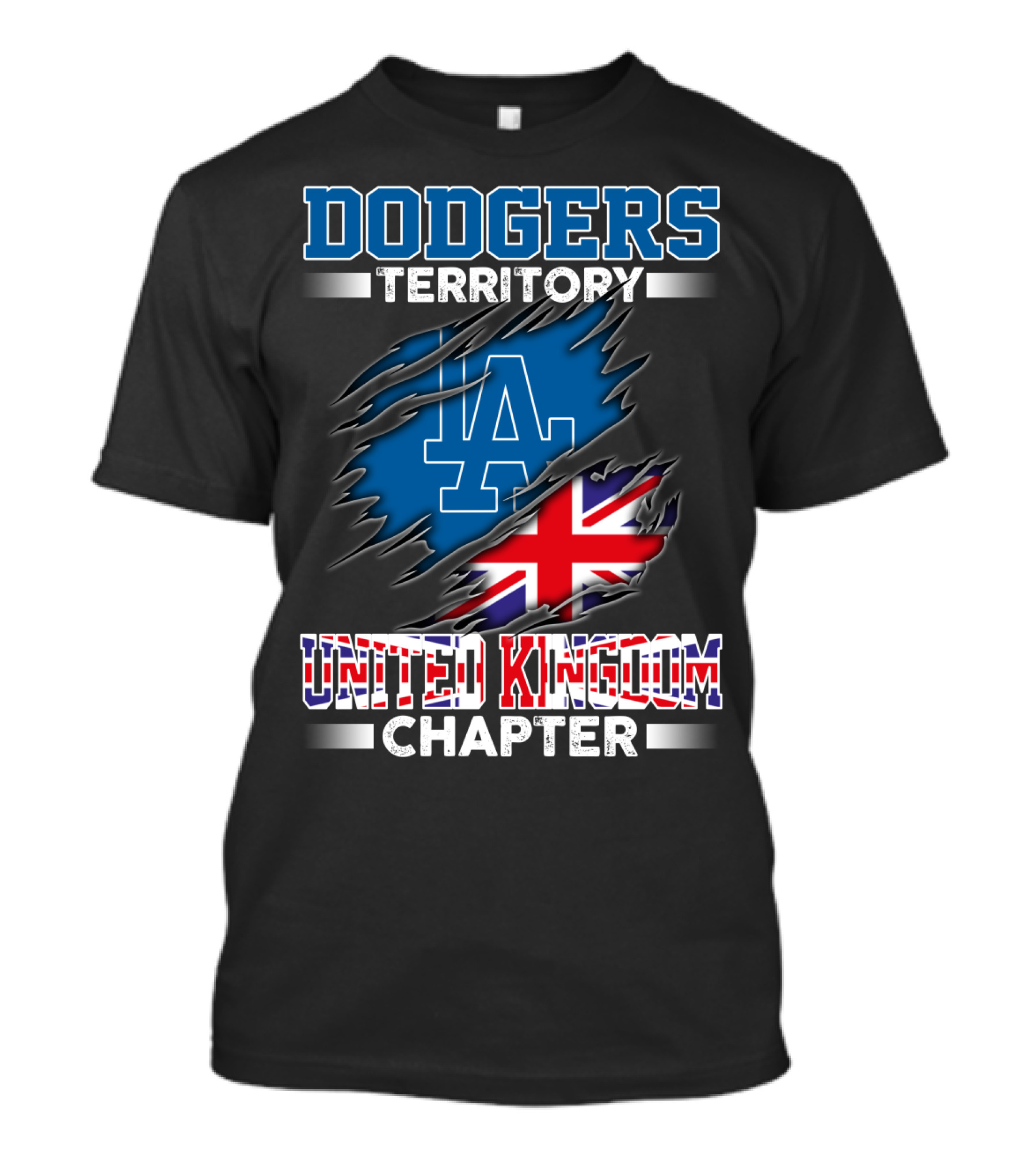 Dodgers Territory United Kingdom Chapter LA Logo Union Jack T-Shirt