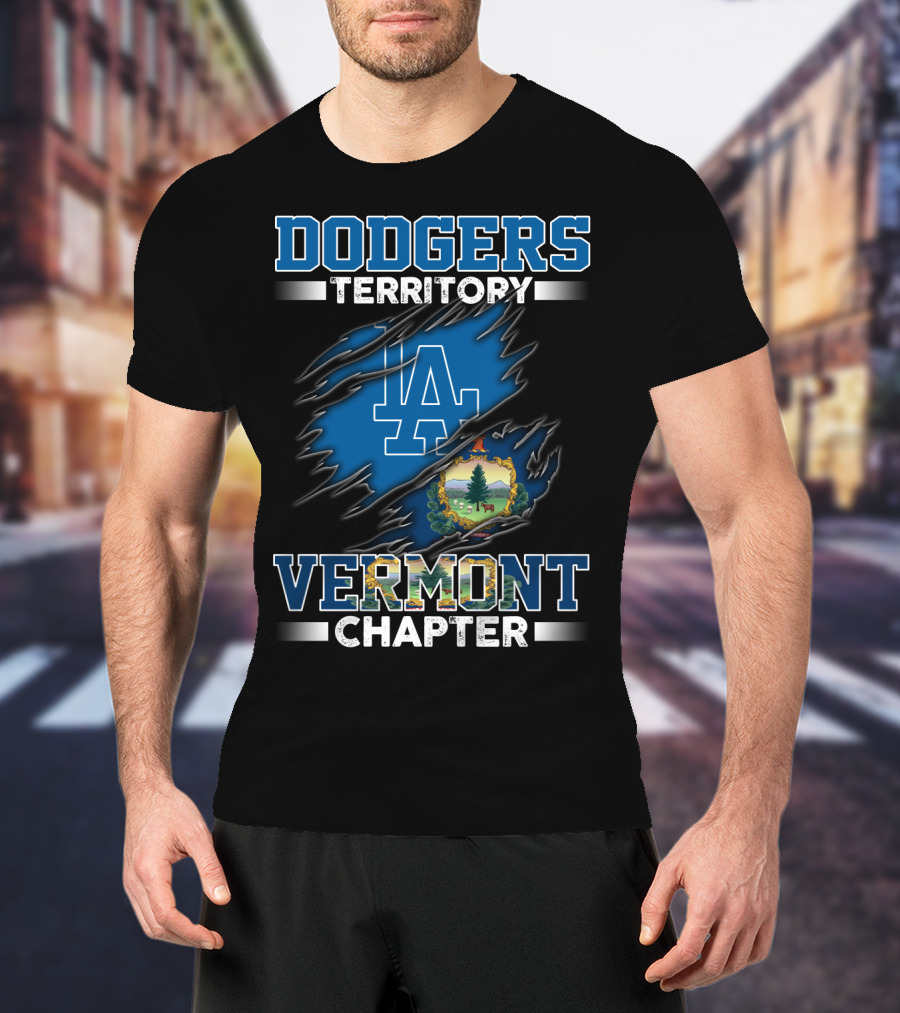 Dodgers Territory Vermont Chapter LA Logo Vermont Seal T-Shirt
