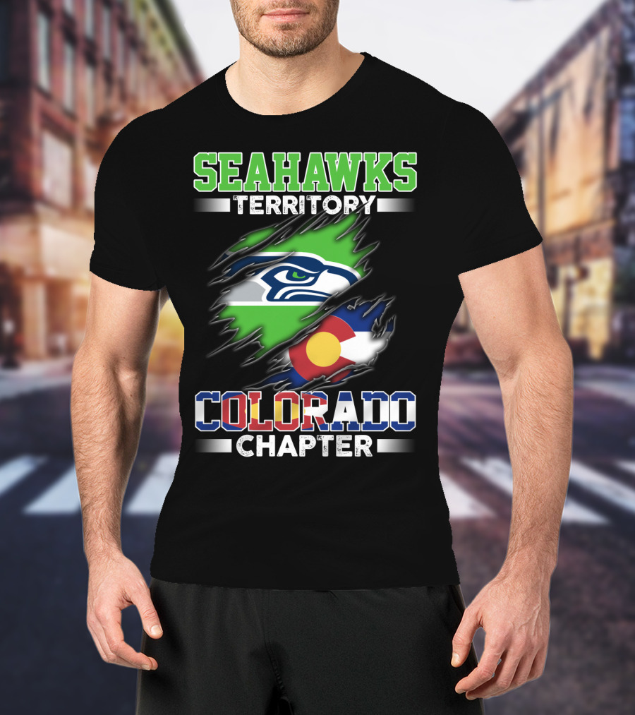 Seahawks Territory Colorado Chapter Seattle Logo Flag Интеграция T-Shirt