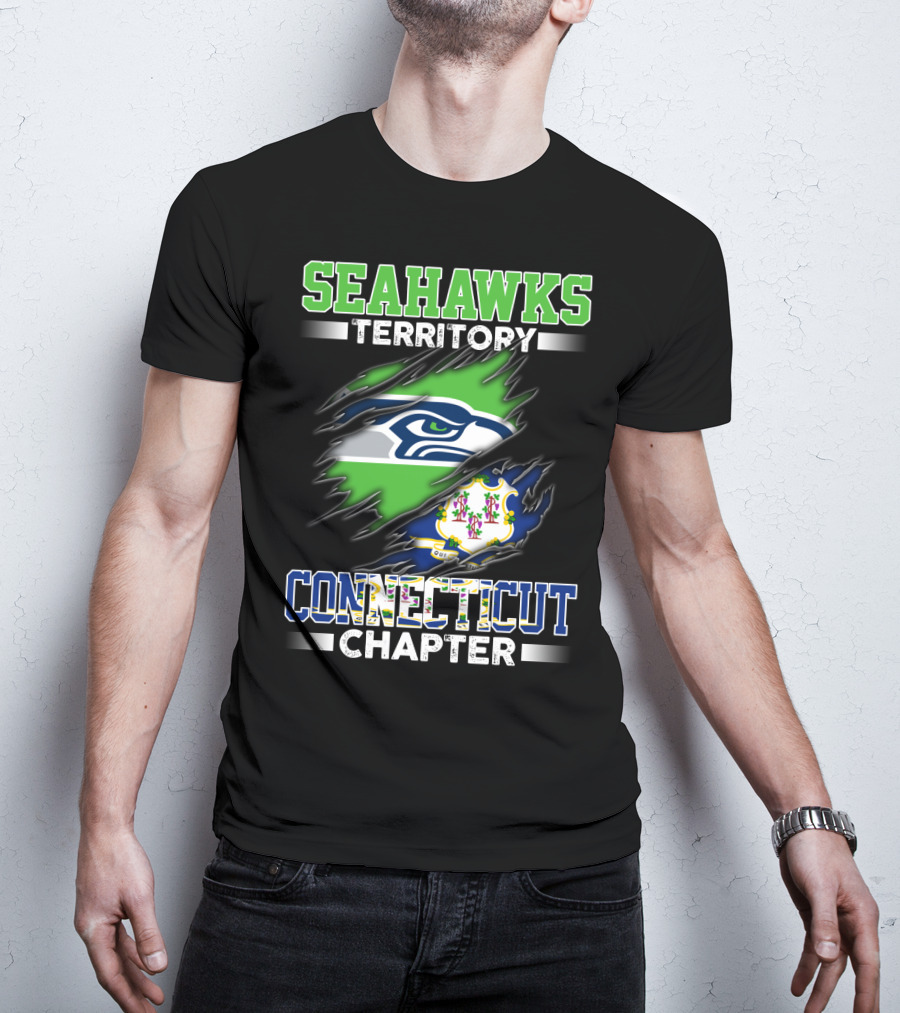 Seahawks Territory Connecticut Chapter Logo Rip T-Shirt