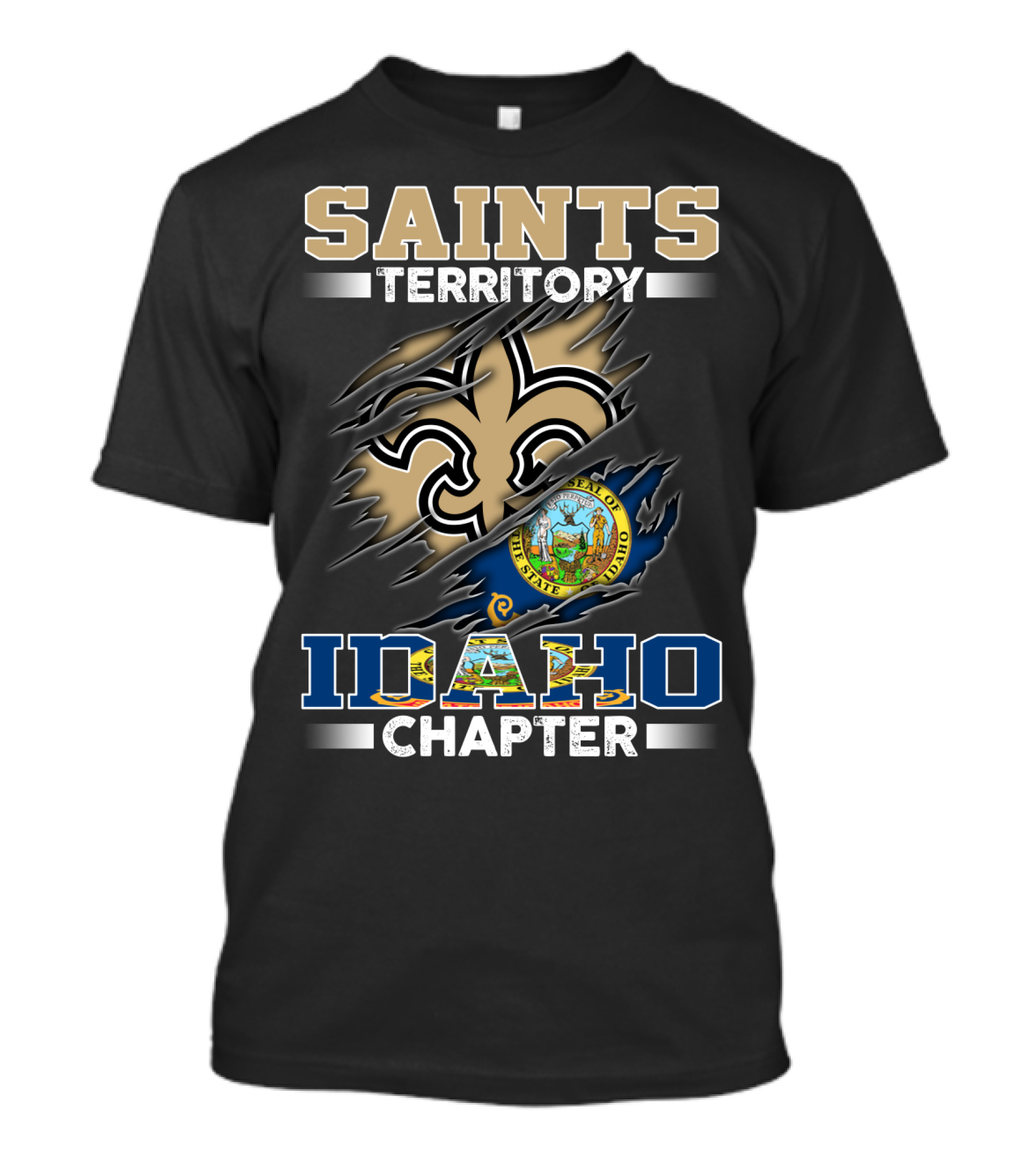 Saints Territory Idaho Chapter State Of Idaho Seal Fleur-De-Lis Symbol T-Shirt